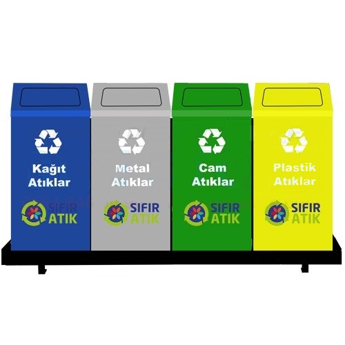Boyalı dörtlü sıfır atık kutusu