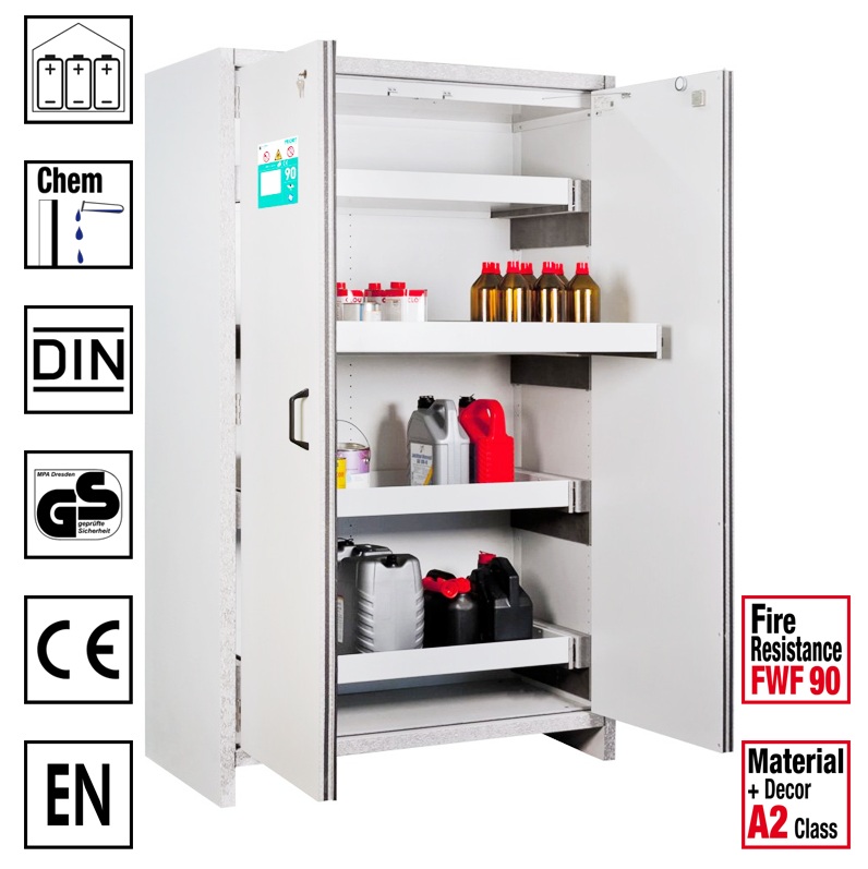 PRIOCAB Typ90 DIN EN 14470-1 dik tip kimyasal saklama dolabı